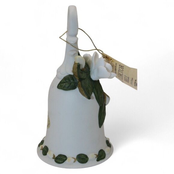 Seymour Mann Connoisseur Collection Porcelain Bell W/ White Flowers & Green Leav - Picture 8 of 12